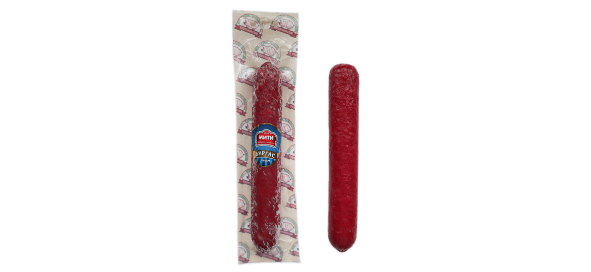 Larded salami sausage by the piece